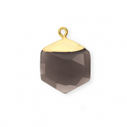 Colgante de piedra natural Cuarzo hexágono Gris pardo-dorado