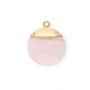 Colgante de piedra natural Cuarzo redondos Rosa claro-dorado