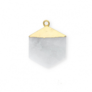 Colgante de piedra natural piedra de luna hexágono Blanco-dorado