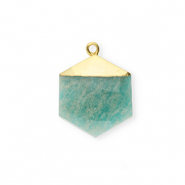 Colgante de piedra natural Feldespato hexágono Verde-blanco-dorado