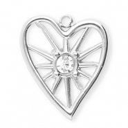 Colgantes Acero Inox con strass coraz&oacute;n Plateado-cristal
