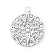Colgantes Acero Inox con strass redondos con sol Plateado-cristal