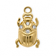 Colgantes Acero Inox con strass escarabajo Dorado-cristal