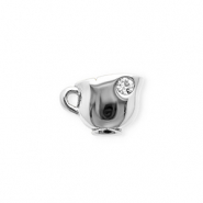 Colgantes Acero Inox con strass taza Plateado-cristal