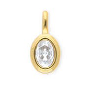 Colgantes Acero Inox con strass &oacute;valo Dorado-cristal