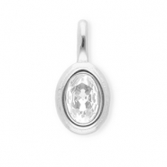 Colgantes Acero Inox con strass &oacute;valo Plateado-cristal