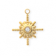 Colgantes Acero Inox con strass estrella Dorado-cristal