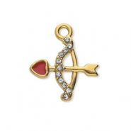 Colgantes Acero Inox con strass arco y flecha Dorado-cristal-rojo