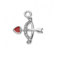 Colgantes Acero Inox con strass arco y flecha Plateado-cristal-rojo