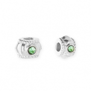 Abalorios Acero Inox separador con strass 6mm Plateado-verde