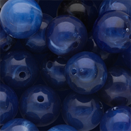 Abalorios acr&iacute;lico 14 mm redondos Azul oscuro-multicolor-blanco m&aacute;rmol