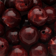 Abalorios acr&iacute;lico 18 mm redondos Rojo borgo&ntilde;a-blanco m&aacute;rmol