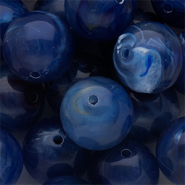 Abalorios acr&iacute;lico 18 mm redondos Azul oscuro-multicolor-blanco m&aacute;rmol