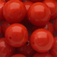 Abalorios acr&iacute;lico 18 mm redondos Rojo-blanco m&aacute;rmol