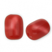 Abalorios acr&iacute;lico tubo Rojo-blanco m&aacute;rmol