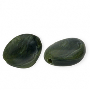 Abalorios acr&iacute;lico irregular Verde musgo-blanco m&aacute;rmol