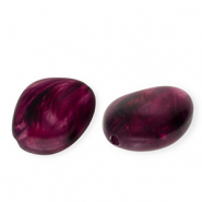 Abalorios acr&iacute;lico irregular Morado berenjena-blanco m&aacute;rmol