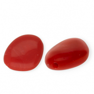 Abalorios acr&iacute;lico irregular Rojo-blanco m&aacute;rmol