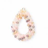 Colgantes faceteados gota Multicolor beige-rosa