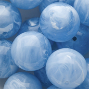 Abalorios acr&iacute;lico 24 mm redondos Azul claro-blanco m&aacute;rmol