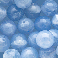 Abalorios acr&iacute;lico 14 mm redondos Azul claro-blanco m&aacute;rmol