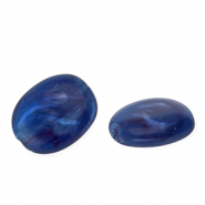 Abalorios acr&iacute;lico &oacute;valo Azul oscuro-multicolor-blanco m&aacute;rmol