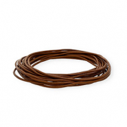 Cordón cuero DQ redondo 2mm Marrón oscuro