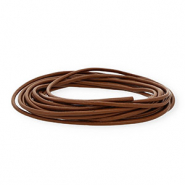 Cordón cuero DQ redondo 3mm Marrón oscuro