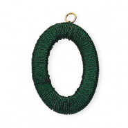 Colgantes acrílicos con hilo macramé óvalo Verde oscuro metálico-dorado