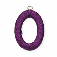Colgantes acrílicos con hilo macramé óvalo Púrpura oscuro metálico-dorado