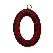 Colgantes acrílicos con hilo macramé óvalo Rojo metálico-dorado