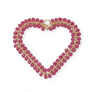 Colgantes faceteados corazón Dorado-rosa magenta