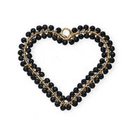 Colgantes faceteados corazón Dorado-negro