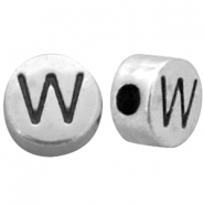 Abalorios letras met&aacute;licos DQ W Plata vieja (sin n&iacute;quel)
