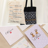 Set de inspiraciones Bolsas de algodón y tarjetas de joyería con diseños exclusivos