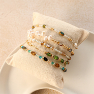 Set de inspiraciones Ideas creativas con abalorios de cristal ovalados con borde dorado