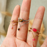 Nuevo Anillos de acero inoxidable con piedra natural