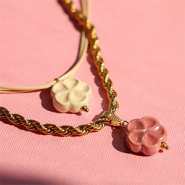 Nuevo Serie de abalorios de cerámica griega DQ flor