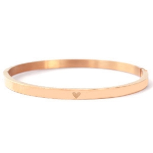 Pulseras Acero Inox con coraz&oacute;n oro rosado