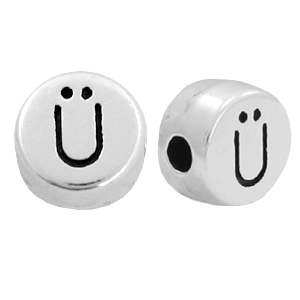 Abalorios letras met&aacute;licos DQ &Uuml; Plata vieja (sin n&iacute;quel)