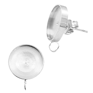 Pendientes base Polaris acero inox (con anilla vertical) y engaste para cabuch&oacute;n 7mm/Swarovski SS34 Plateado