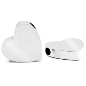 Abalorios Acero Inox coraz&oacute;n Plateado