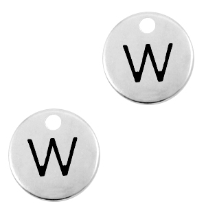 Colgantes met&aacute;licos DQ letra W Plata vieja (sin n&iacute;quel)