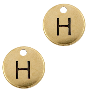 Colgantes met&aacute;licos DQ letra H Bronce viejo (sin n&iacute;quel)