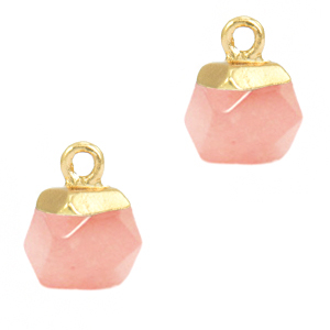 Colgantes de piedra natural hex&aacute;gono Rosa claro-dorado
