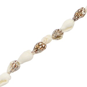 Abalorios conchas bocina Marr&oacute;n mixto-blanco