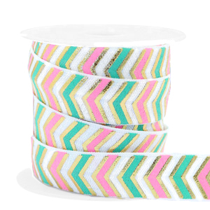 Cinta el&aacute;stica flecha Rosa-verde turquesa