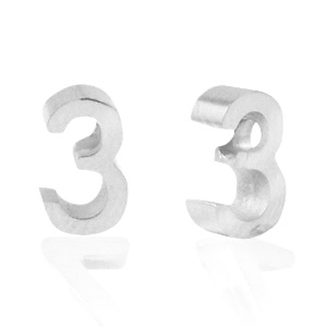 Abalorios Acero Inox n&uacute;mero 3 Plateado