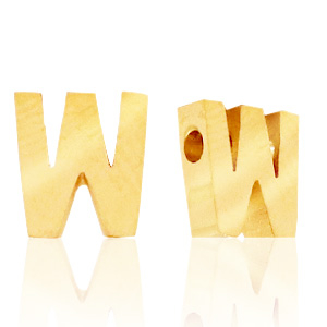 Abalorios Acero Inox letra W Dorado