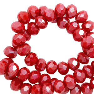 Abalorios faceteados disco 4x3 mm Rojo samba-revestimiento pearl shine